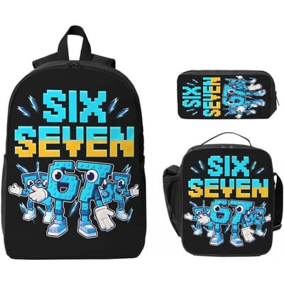 3 Stuks 67 Zes Zeven 6-7 Italiaans Breinrot Schooltassen Set voor Meisjes Jongens Etuis Rugzak Sets met Lunchbox Voor Dagrugzak