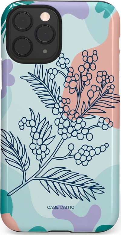 Casetastic Hoesje Geschikt voor Apple iPhone 11 Pro - Stijlvolle Beschermende Duo-layer Case - Aquarel Bladeren