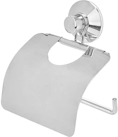 Berilo Toiletrol houder voor de wand - RVS - 13 cm - zilver - met zuignap - Toiletpapier houder
