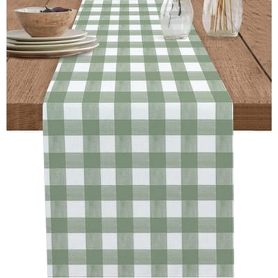 Groen Buffalo Plaid Linnen Tafel Runner Jurk Sjaals Tafel Decoratie Boerderij Keuken Eettafel Runners Feestdecoratie 150x33cm