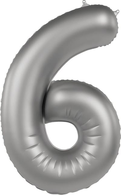 Folat - Folieballon Cijfer 6 Moonlight Silver - 86 cm