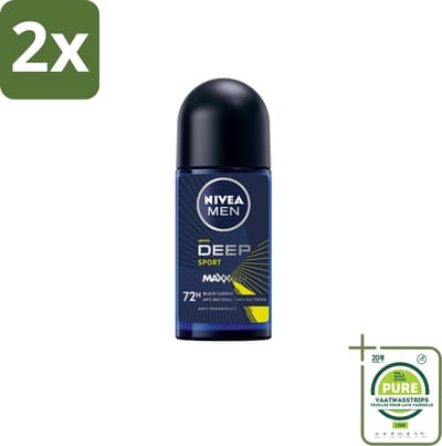 NIVEA MEN - Deodorant Roller - Deep Sport - 50 ml - Voordeelverpakking - 2 stuks - Anti-transpirant - Zweetbestendig