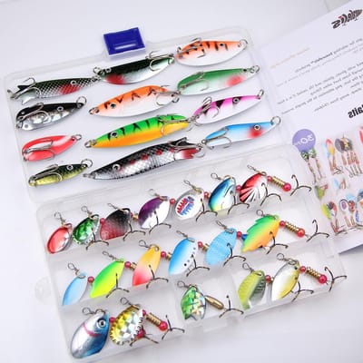 Kunstaas Set - Vislokaas Lepels Spinners - Vissen Vangen - Met Gevederde Dreggen - 30 Stuks - Multicolor