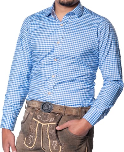 Tannhauser Leopold Oktoberfest Blouse Oktoberfest Heren Carnavalskleding Heren voor bij Lederhosen Man - Lange Mouw - lichtblauw - 70%Katoen30%Viscose - Maat 3XL