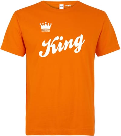 T-shirt met tekst KING | oranje koningsdag kleding | oranje t-shirt | Oranje | maat XS