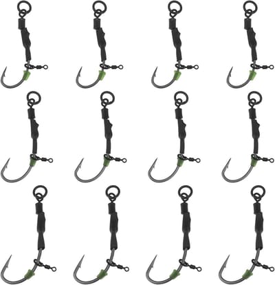12x Karpers Haken Set met Swivel - Anti Bodem Haken Carbon Staal