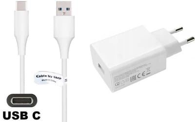 OneOne 22W snellader + 0,2m sterke USB C kabel. Quick Charge lader. Oplader adapter past op Samsung Galaxy A02s, A03s, A04, A05s, A13, A23, A52s, A21s, F06, Galaxy Note 7, Note 8, Note 9, F41, M33, M23, M35