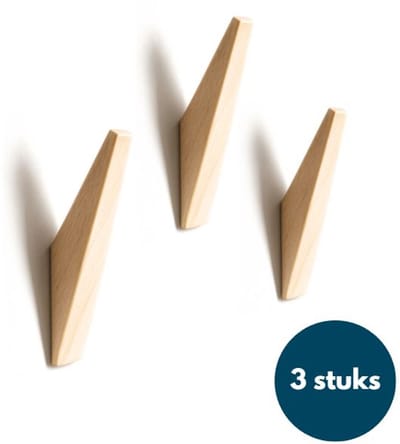 Houten Wandhaken - Vintage kapstokhaken - Ophanghaken - Handdoekhaken - Jashaken - 3 stuks - Teak