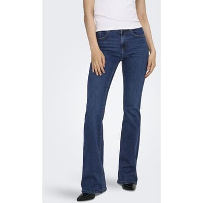 Only blauwe dames jeans   Blush   Regular waist   Rinsewash wassing   Flared fit   5-Pocket zakken   Knoop- en ritssluiting   Duurzaam   Regular waist