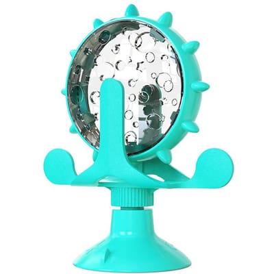Jouet interactif qui fuit pour chat, petit chien, distributeur d'alimentation lente, chiot, roue rotative amusante, améliore le qi, accessoires pour chaton bleu