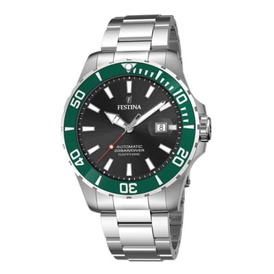 Festina F20531/2 Heren Horloge - Mineraalglas - Roestvrijstaal/Staal - Zilverkleurig - Ø 44 mm - Automatisch - Vouw/Vlindersluiting - 20 ATM (duiken)