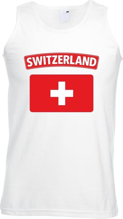 Zwitserland singlet shirt/ tanktop met Zwitserse vlag wit heren S