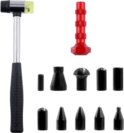 Dailygoods - Swpeet 11Pcs Paintless Dent Repair Toolkits, Een Dent Rubber Hamer, Een Metalen Tap Down Pen met 9 Verschillende Vormige Koppen Tips, Dent Removal Tap Down Tools voor Auto's Dent Repair