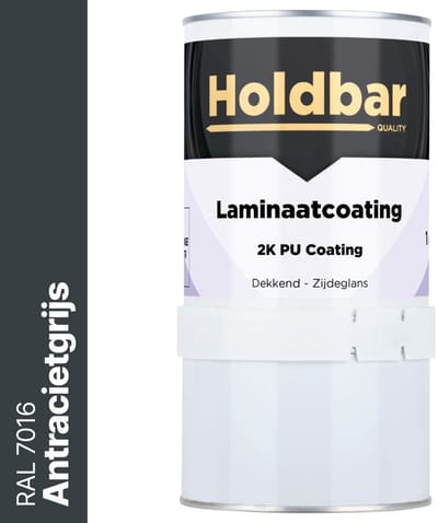 Holdbar Laminaatcoating Antracietgrijs (RAL 7016) 1 Kg - Laminaat Verf - Vloerverf - Alle Kleuren - Krasvast - UV-bestendig - Vergeelt niet - Gemakkelijk Schoonmaken - 2 Componenten