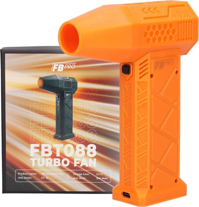 FBT088 - Turbo fan - Air duster - Turbo jet fan - Luchtpistool - Luchtblazer - Met opzetstuk - Verschillende standen - 88 gram stuwkracht - USB-C oplaadbaar - Mini - Voor reiniging - Sterk en krachtig - Oranje