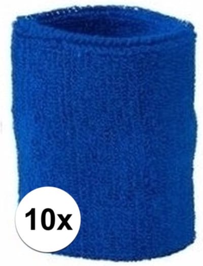 *** Set van 10 stuks - Zweetbandjes pols - Zweetbanden - Unisex - Blauw - Zweetbanden - Unisex - van Heble® ***