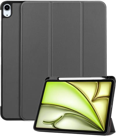 Hoes - Geschikt voor Apple iPad Air (2024/2025/2026) - 11 inch - Dun & Stevig - Trifold Bookcase - Hard Cover Case - Met Uitsparing Geschikt voor Apple Pencil - Hardcover Book - Tablet Hoesje - Grijs