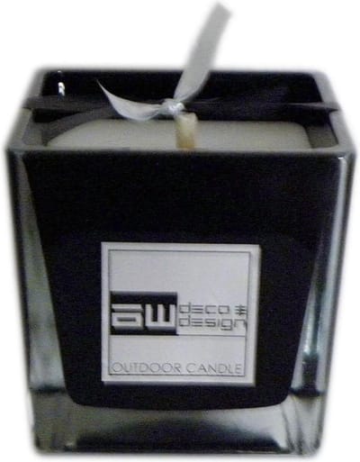 Deco & Design Outdoor Candle - Buitenkaars in glaspot - Luxueuze tuinkaars - zwart - 10x10cm - 15 branduren