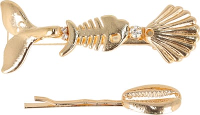 Haarsoires Haarspeld Duckklem & Schuifspeldje 6cm – Schelp Vis Walvis – Metaal – Set van 2 - Sterke Haarclip voor Styling & Dagelijks Gebruik - Hair Clip - Decoratieve Haaraccessoire
