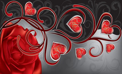 Heart Rose Abstract Photo Wallcovering