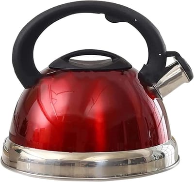 Waterkoker Fluitketel - Theepot RVS - Koffie Thee Zetten - Snelle Verwarming - 3 Liter - Metallic Rood