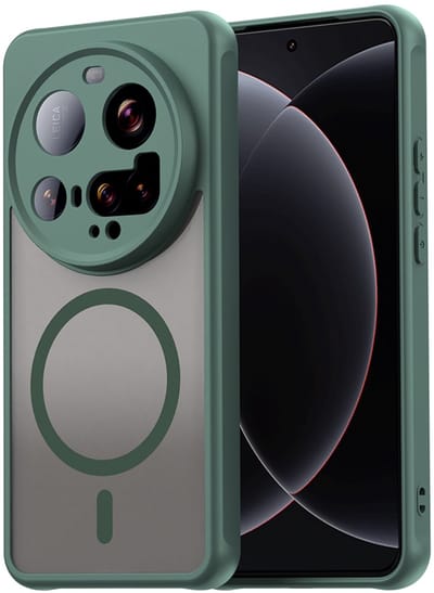 MobyDefend Hoesje - Geschikt voor Xiaomi 15 Ultra - Case Geschikt voor MagSafe - Mat Transparant Met Gekleurde Rand - Groen