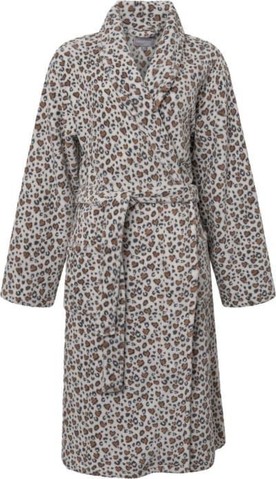Cocodream dames badjas fleece - maat M - met ceintuur - Cat hartjes all-over