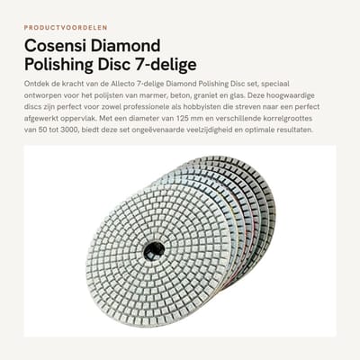Dailygoods- Polijstschijf 125 mm - 7-delige Set - Diamant Polijstschijven - Geschikt voor Graniet/Glas/Marmers/Beton - 50-3000 Grit - Flexibel en Praktisch - Schuurpad