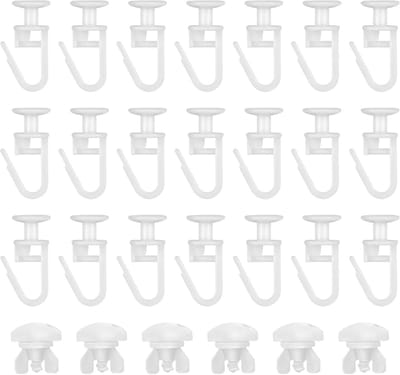 Gordijnglijders voor gordijnrails, 100 x gordijnhaken + 6 x stoppers, vouwglijders voor gordijnrails, gordijnrails (wit)