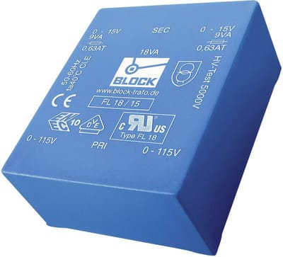 BLOCK FL 6/9 Printtransformator 2 x 115 V 2 x 9 V/AC 6 VA 333 mA