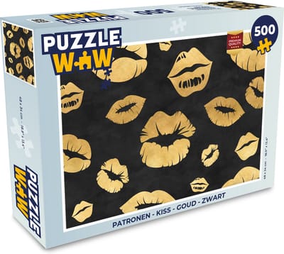 Puzzel Patronen - Kiss - Goud - Zwart - Legpuzzel - Puzzel 500 stukjes
