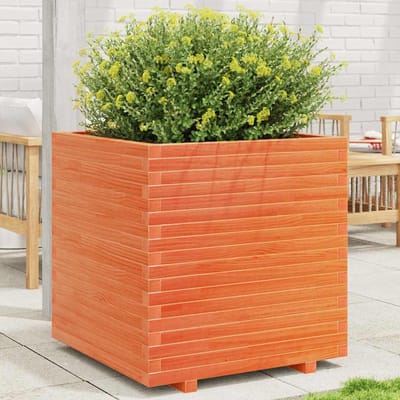 vidaXL - Plantenbak - 70x70x72,5 - cm - massief - grenenhout - wasbruin
