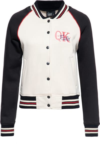 Queen Kerosin Damen Poodle Lounge College Sweatjacke Schwarz-S