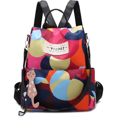 Modieuze Rugzak Damestas Nieuwe Anti-diefstal Outdoor Vrije Tijd Reistas Bedrukte Oxford Stof Schooltas pink