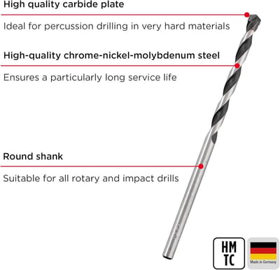 Hardcut granietboor Ø 12 mm – Duurzame hardmetalen snijkant voor optimaal boormeeltransport