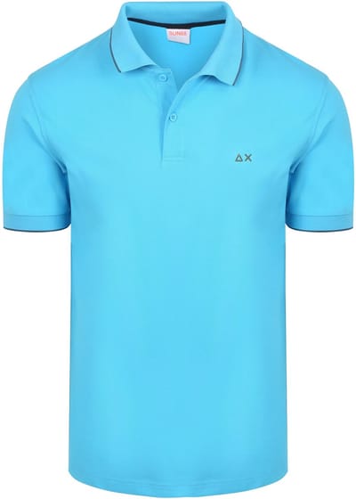 Sun68 Poloshirt Small Stripe Collar Lichtblauw - Maat L - Heren