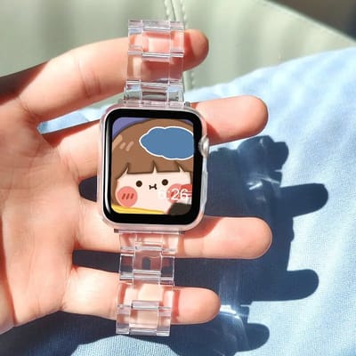 Fungus - Smartwatch bandje - Geschikt voor Apple Watch 42 / 44 / 45 / 49 mm - Series 1 2 3 4 5 6 7 8 9 SE Ultra iWatch - Hars - Transparant