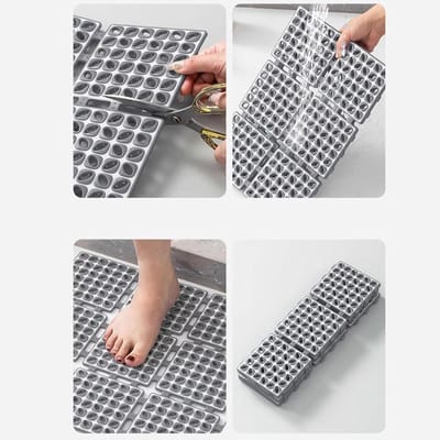 Antislip Douchemat met Afvoergaten en Sterke Zuignappen voor Badkamer Veiligheid - Grijs Wit - 40x80 cm.
