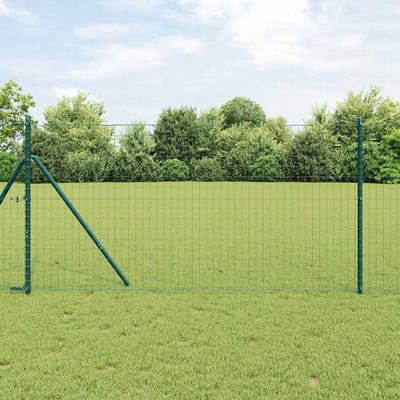 vidaXL - Euro-hek - met - grondbevestiging - 10 - x - 1 - m - PVC-Coated - Staal - Groen
