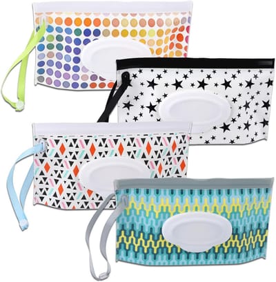 Praktische 4-Pack Babydoekjes Dispenser voor Reizen - Herbruikbare en Draagbare Nat Veeg Houder