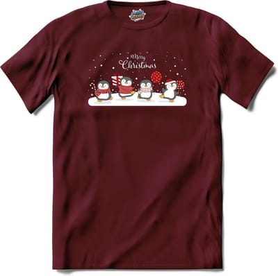 Merry christmas kerst buddy's - T-Shirt - Heren - Dames - Burgundy - Maat L