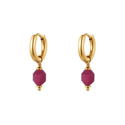 Stainless steel earrings classy - Yehwang - Oorbellen - One size - Goud/Paars