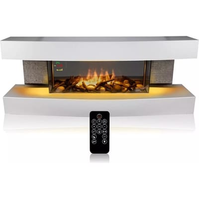 Classic Fire Sfeerhaard Elektrisch Montreal - Sfeerhaard met Schouw 2000W - Electrische Haard met Verwarming, Afstandsbediening en Timer - Kachel Elektrisch met LED Vlammen