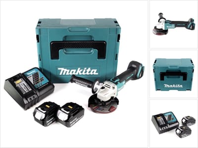 Makita DGA 504 RFJ accu haakse slijper 18V 125mm borstelloos + 2x accu 3.0Ah + lader + Makpac