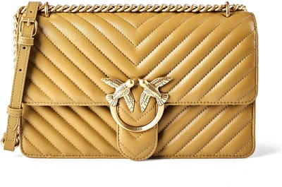 PINKO Love One Crossbody tas Leder 26.5 cm - Dames - verde canguro-antique gold