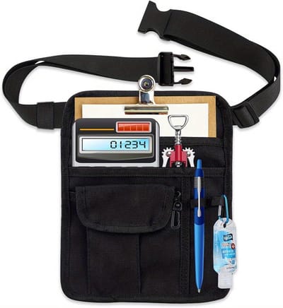 Heuptas - 5 vakken - 25 x 20 cm - Heupaccessoire - Service schortriem - Met verstelbare band - Voor restaurants, hotels, bars - Zwart