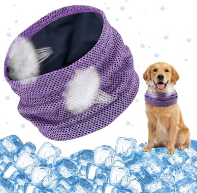 VHV - Koelbandana hond - 2PCS - Koelhalsband hond - Verkoelende bandana - Zelfkoelend - Verstelbaar - Voor de zomer en hitte - Voor honden en puppies - Paars - Maat L