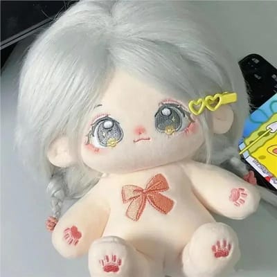 20cm Echte Kawaii Idol Ster Pop Pluche Knuffel Anime Figuur Aankleden Cosplay Katoen Baby Pluche Speelgoed Fans Collectie Cadeau Skeletonless gray