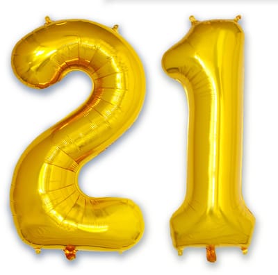 Folie Ballon Cijfer 21 Jaar Cijferballon Helium Ballonnen Feest Versiering Folieballon Verjaardag Versiering Goud 86 Cm