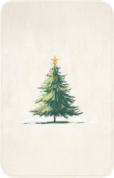 WC mat 50x80 cm - Antislip - Kerstboom - Illustratie - Ster - Sneeuw - Toiletmat - Vloermat - Douchemat - Toilet tapijt - Toiletmatten